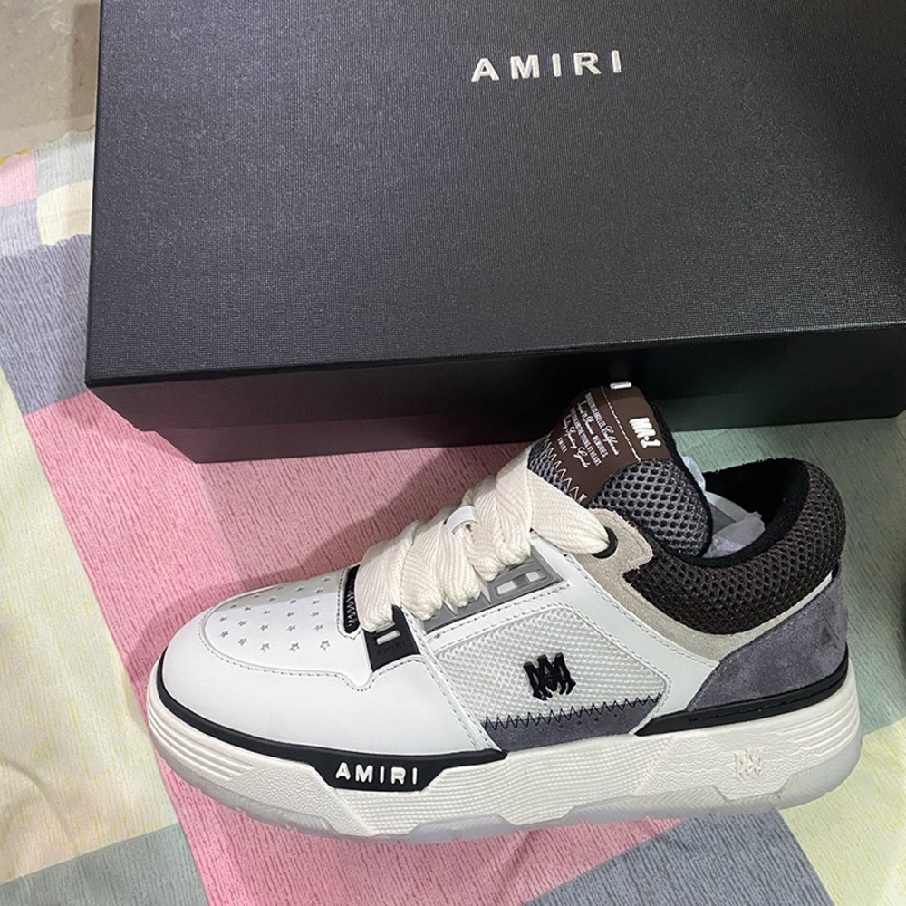 AMIRI MA-1 White and Gray Platform Sneakers